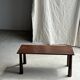 Table basse en teck brun de seconde main indonésienne pieds coniques H37 L8
