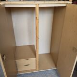 Two-door wicker and bamboo wardrobe