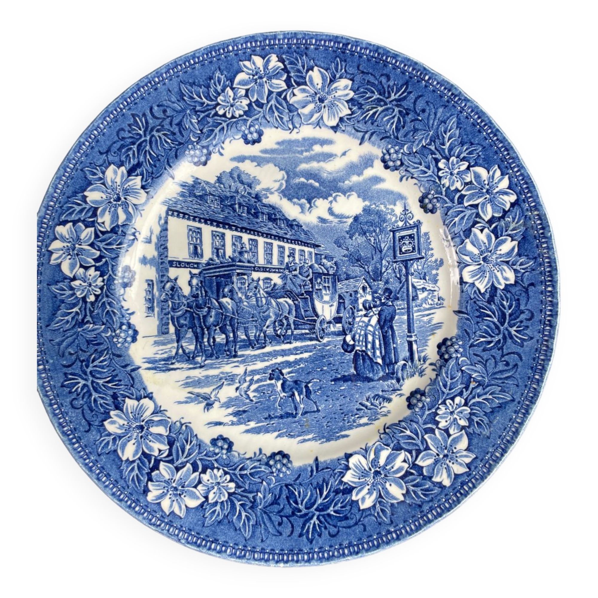 Old english blue tudor plate