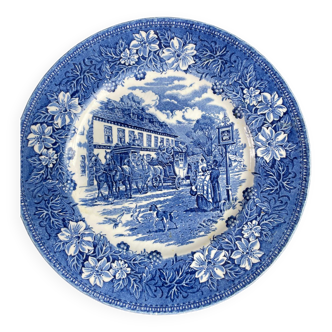 Assiette ancienne anglaise bleue TUDOR