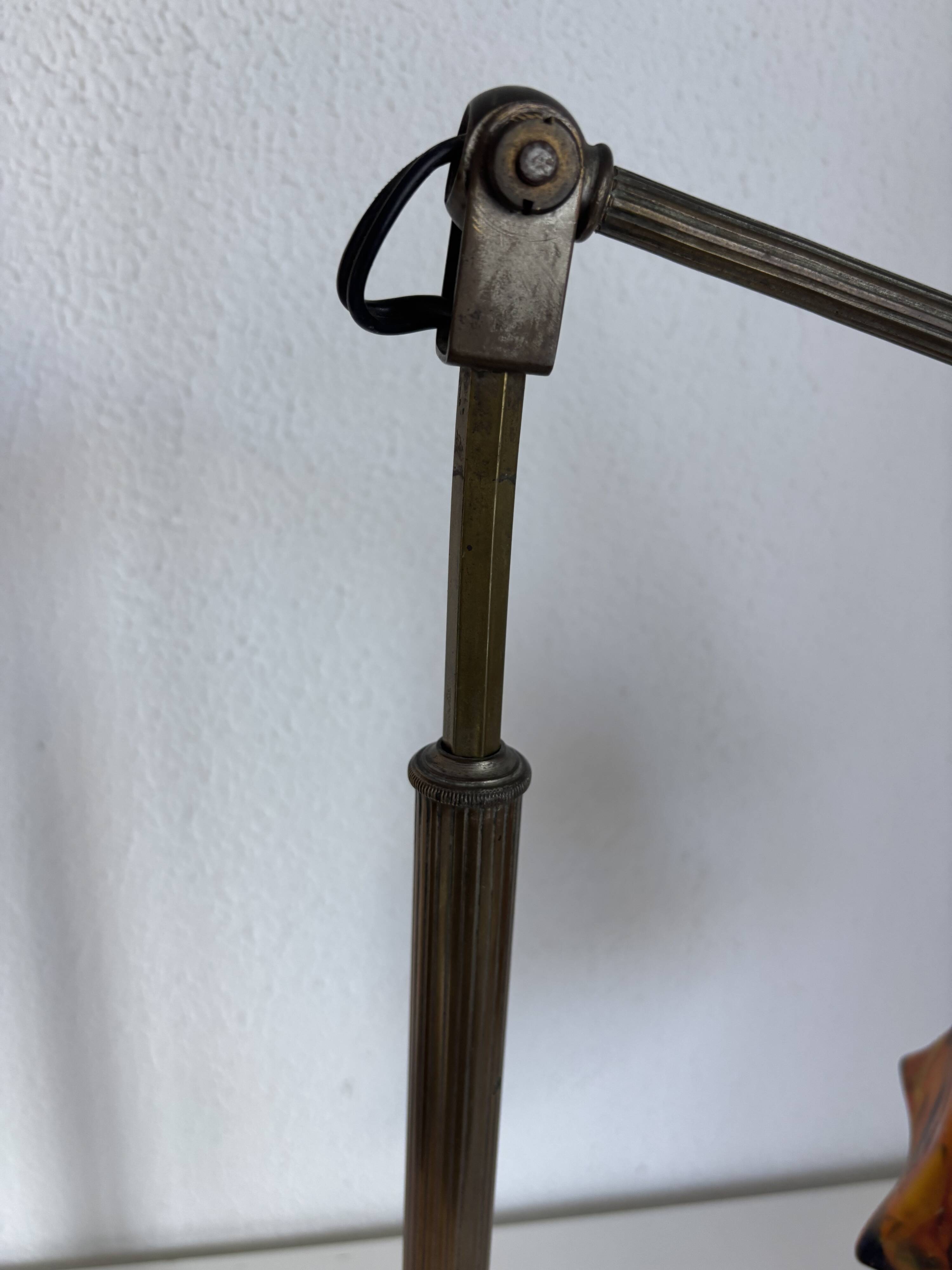 Vintage 1900 Clichy glass paste lamp, brass workshop desk - 60 cm