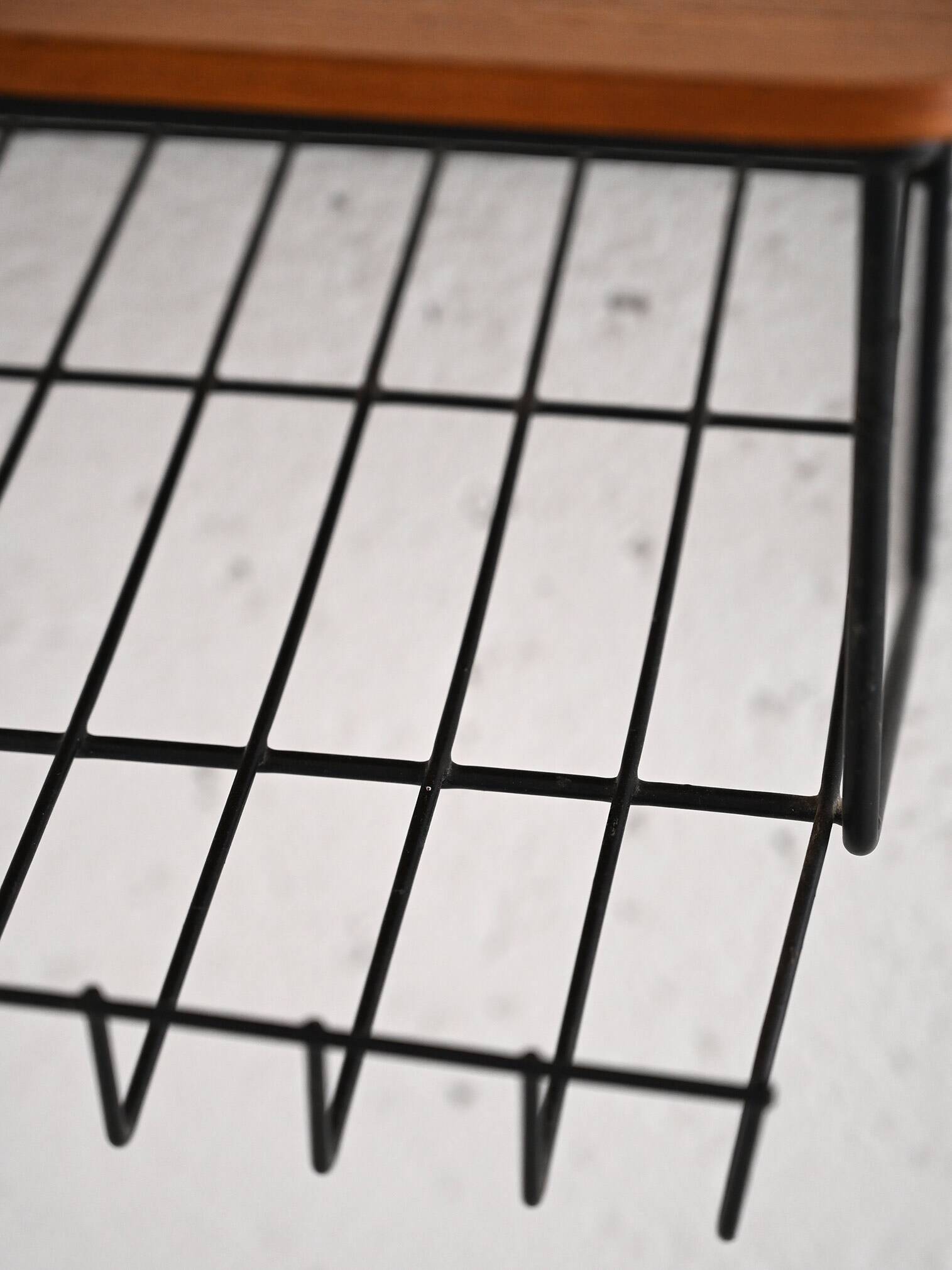 Vintage teak and metal hanging nightstand