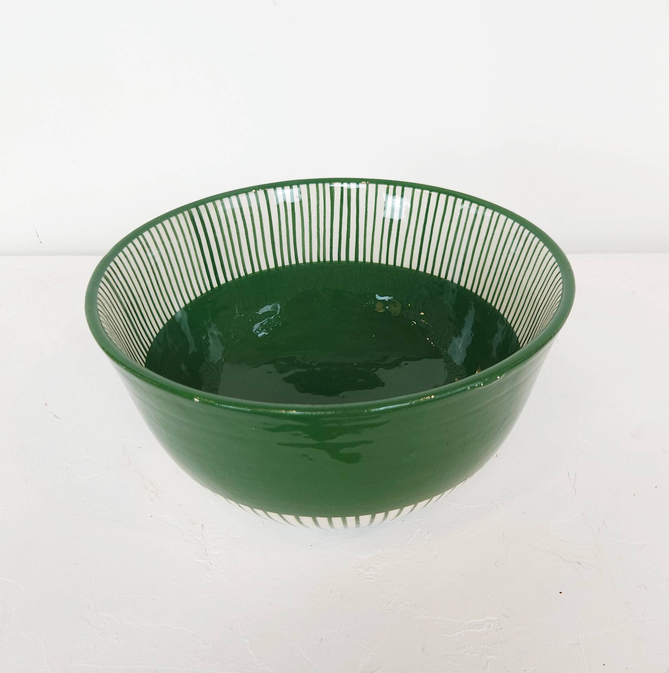 Large bowl - PALM green border