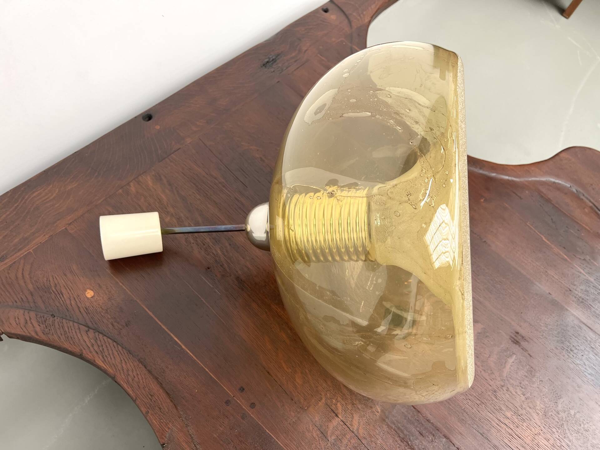 Blown glass paste pendant light, 1970s