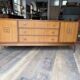 Vintage teak veneer enfilade in brown by Greaves & Thomas, 1960s, mid-century style.
