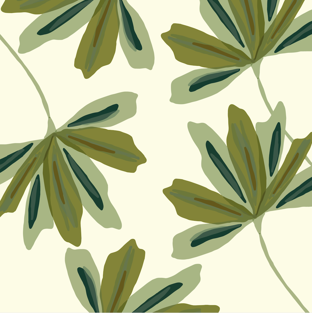 Draw "Green Fan Flowers"