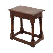 Antique Solid Oak English Joint Stool, 19th Century