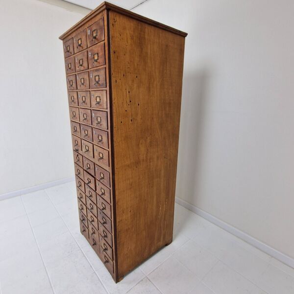 Armoire d'apothicaire ou d'archives industrielle hollandaise en chêne, vers 1900