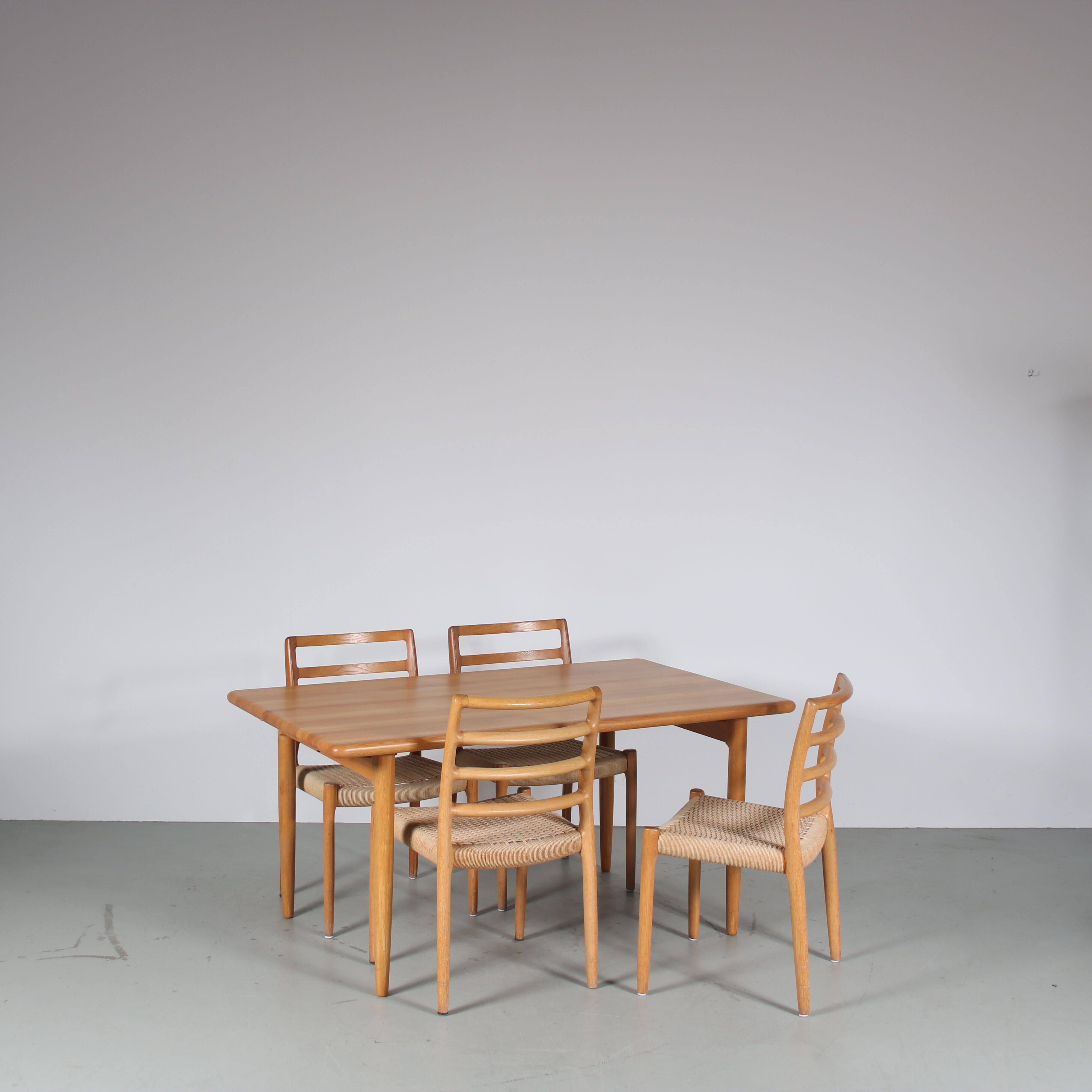 1970s Oak wooden dining set by Moller, Denmark