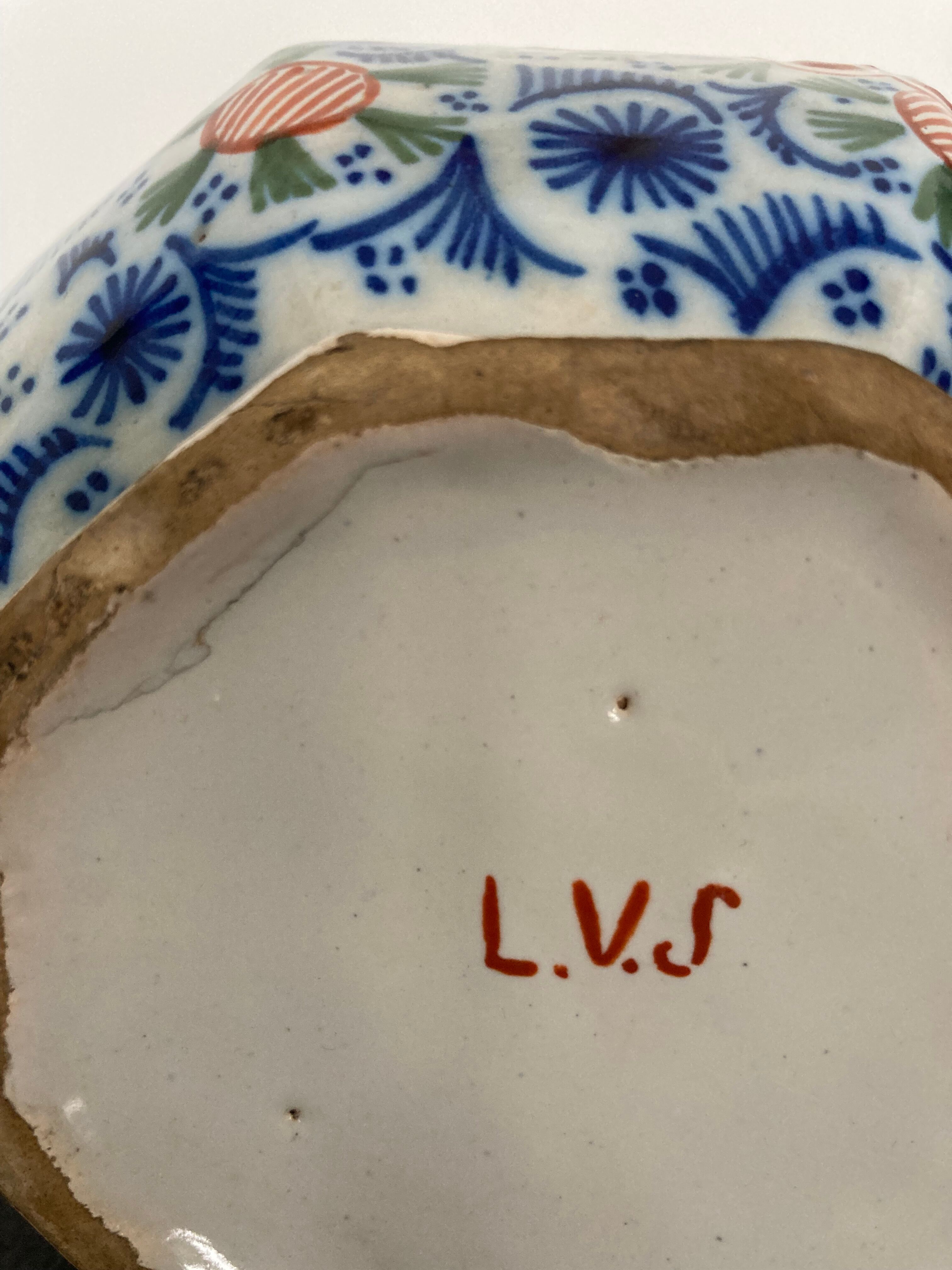 Polychrome vase eighteenth century in Delft earthenware