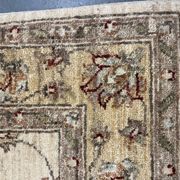 Handmade Cream Wool Rug, Traditional Floral Carpet for Bedroom Living Room