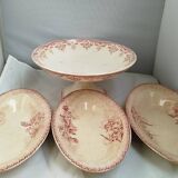 Antique service, fruit dish and 3 oval platters, ironstone