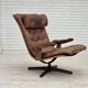 1960s, Scandinavian swivel armchair, brown furniture leather.