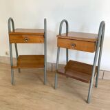 Pair of vintage boarding school bedside tables
