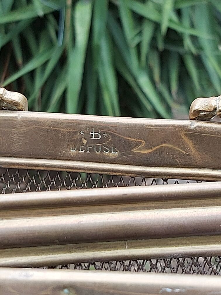 Ancient bronze and brass signed fire pare