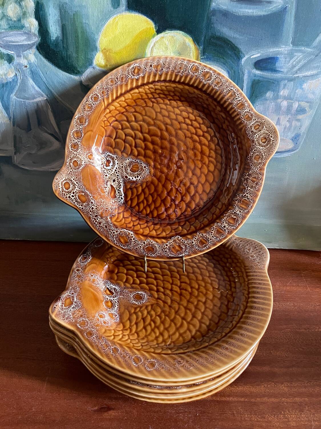 6 fish plates Sarreguemines