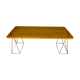 Teak table with chromed tubular metal base