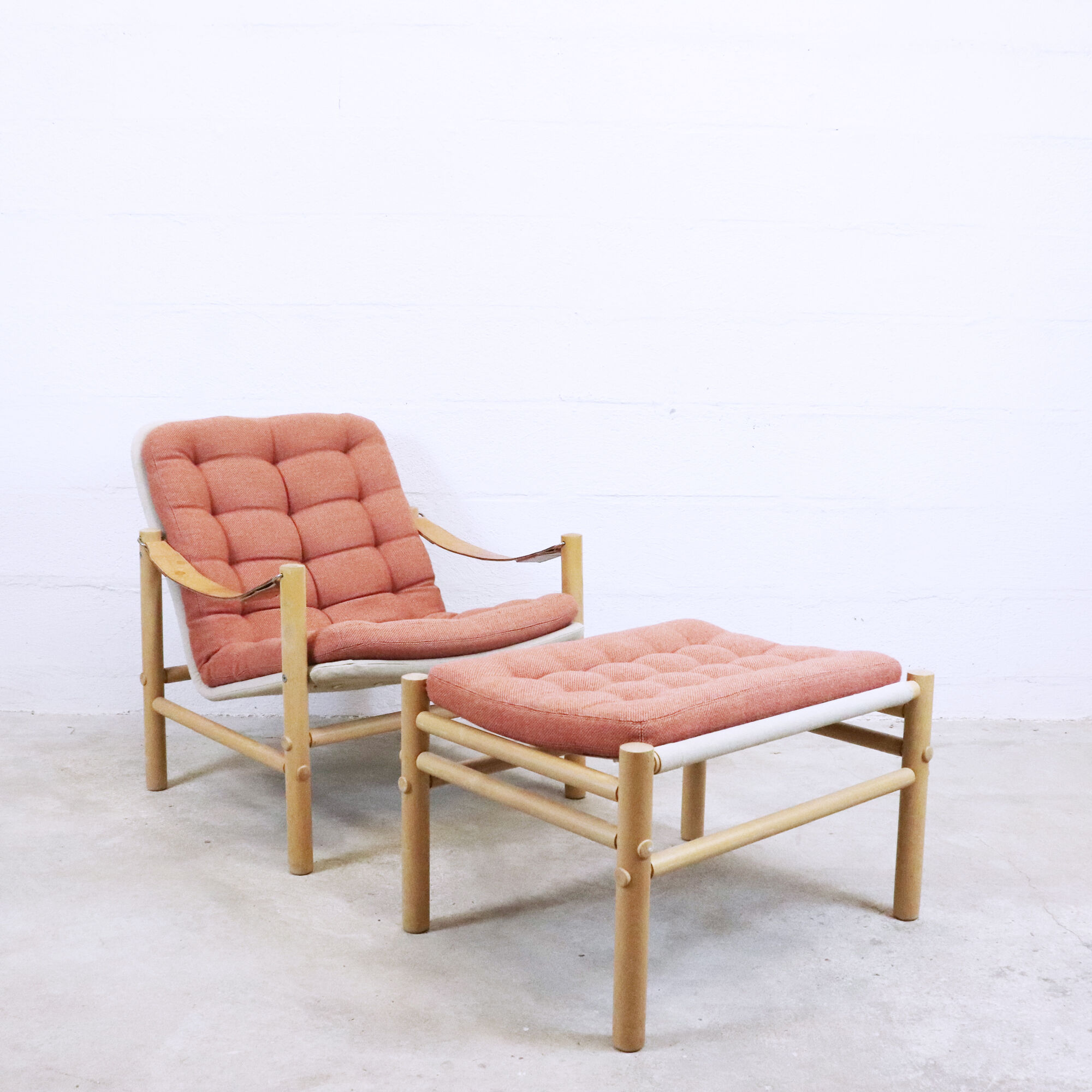 Fauteuils Safari avec un ottoman, Suède, 1960