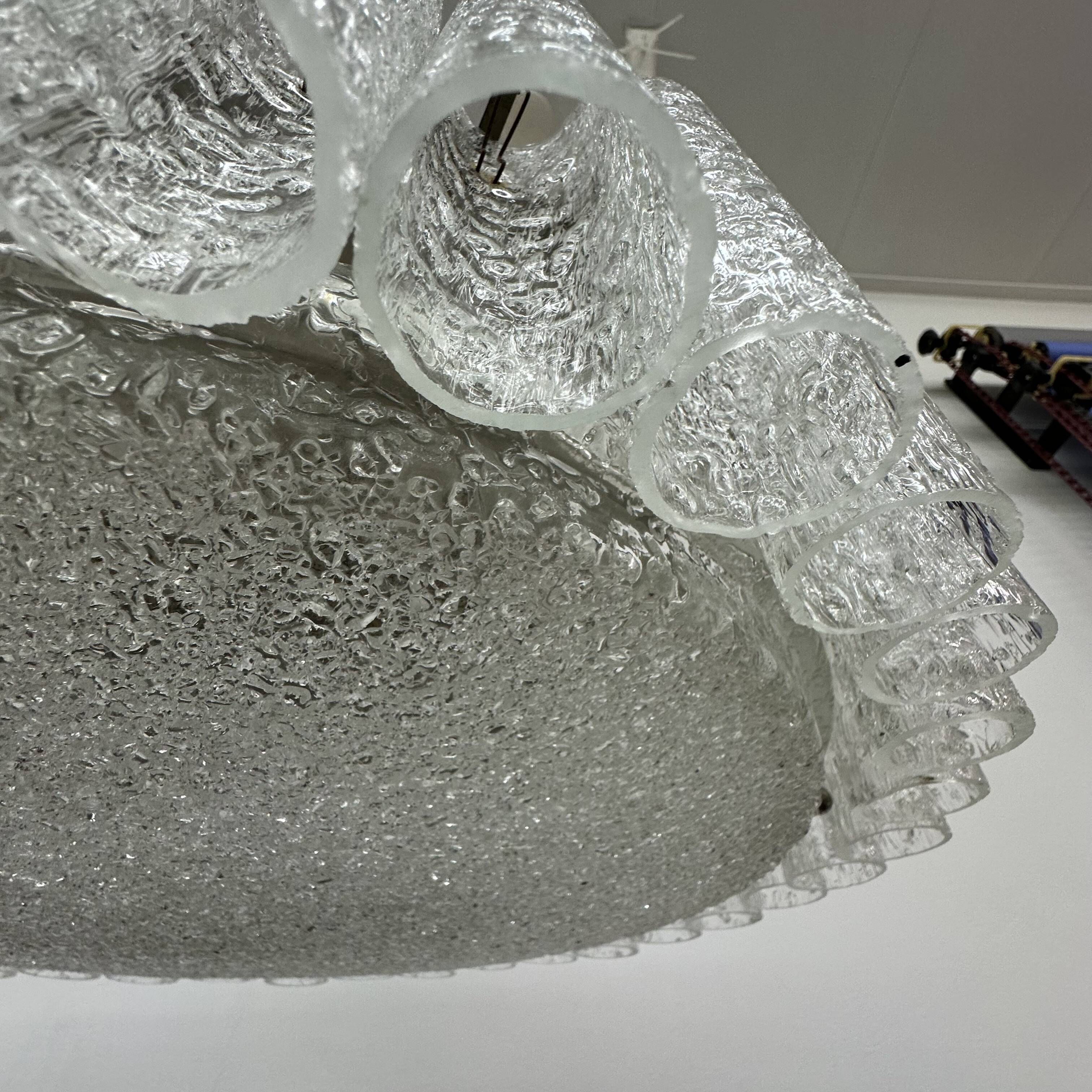 Glass Tubes Chandelier Flush mount from Doria Leuchten, 1960s