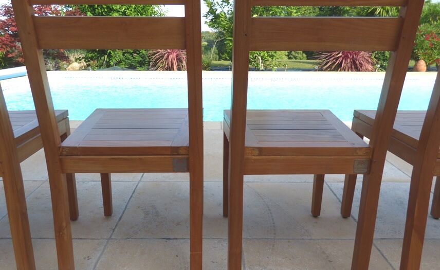 6 chairs of golden oak color in solid wood brand codium maison