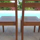 6 chairs of golden oak color in solid wood brand codium maison