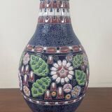 Vase bleu Art Deco à décor émaillé façon cloissoné