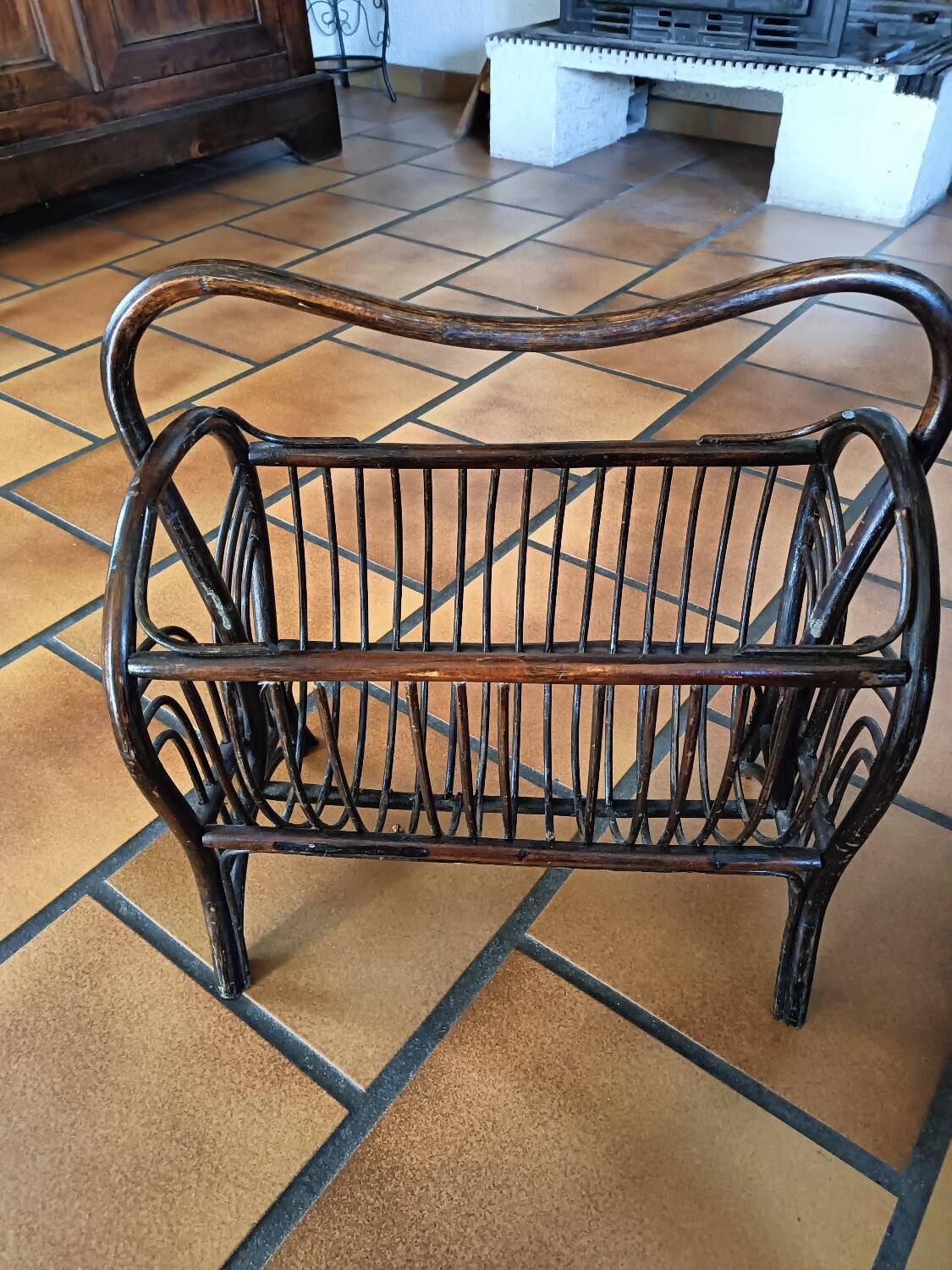 Rattan magazine holder