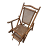 Chaise longue bois et rotin