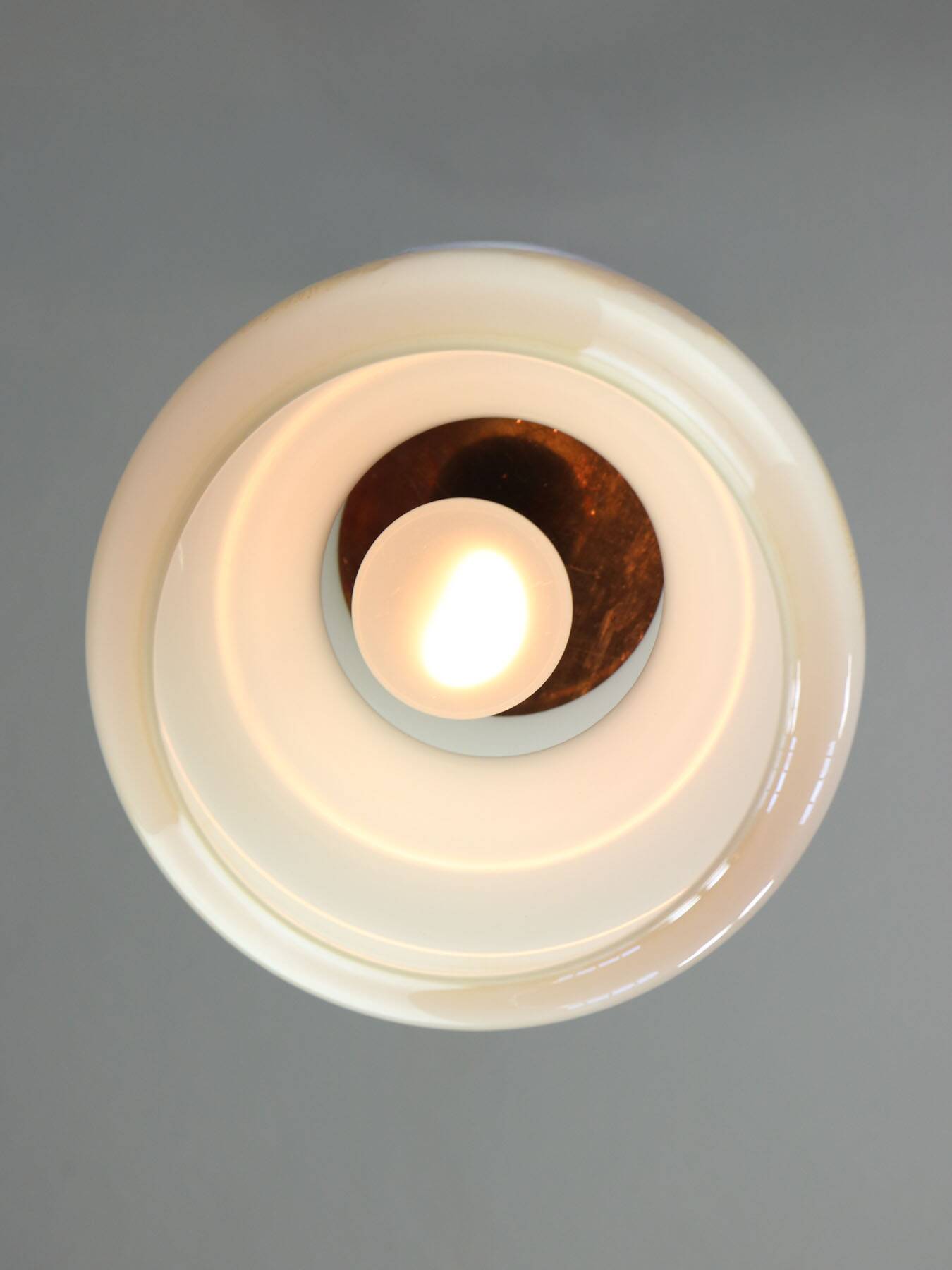 Mid-Century Italian Opaline and Brass Pendant Lamp