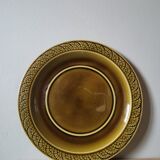 Plat grande assiette barbotine vintage vert majolica Sarreguemines numéroté 1139