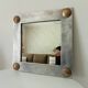Vintage folk art mirror in cast aluminum and solid brass 60s/70s 50*50 cm