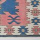 Dusty Pink & Blue Handmade Vintage Rug, 141x184 Cm