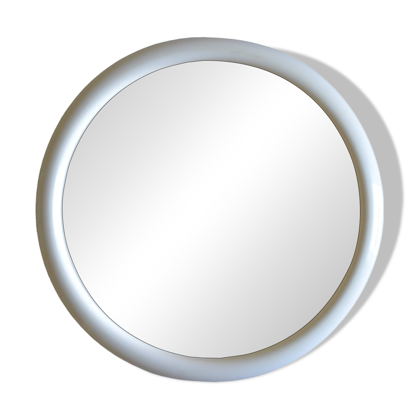 Round white plastic mirror 1970s 1970s France