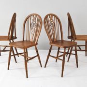 Windsor Antique Early 20th English Victorian Dining Room Chairs, Set of fou