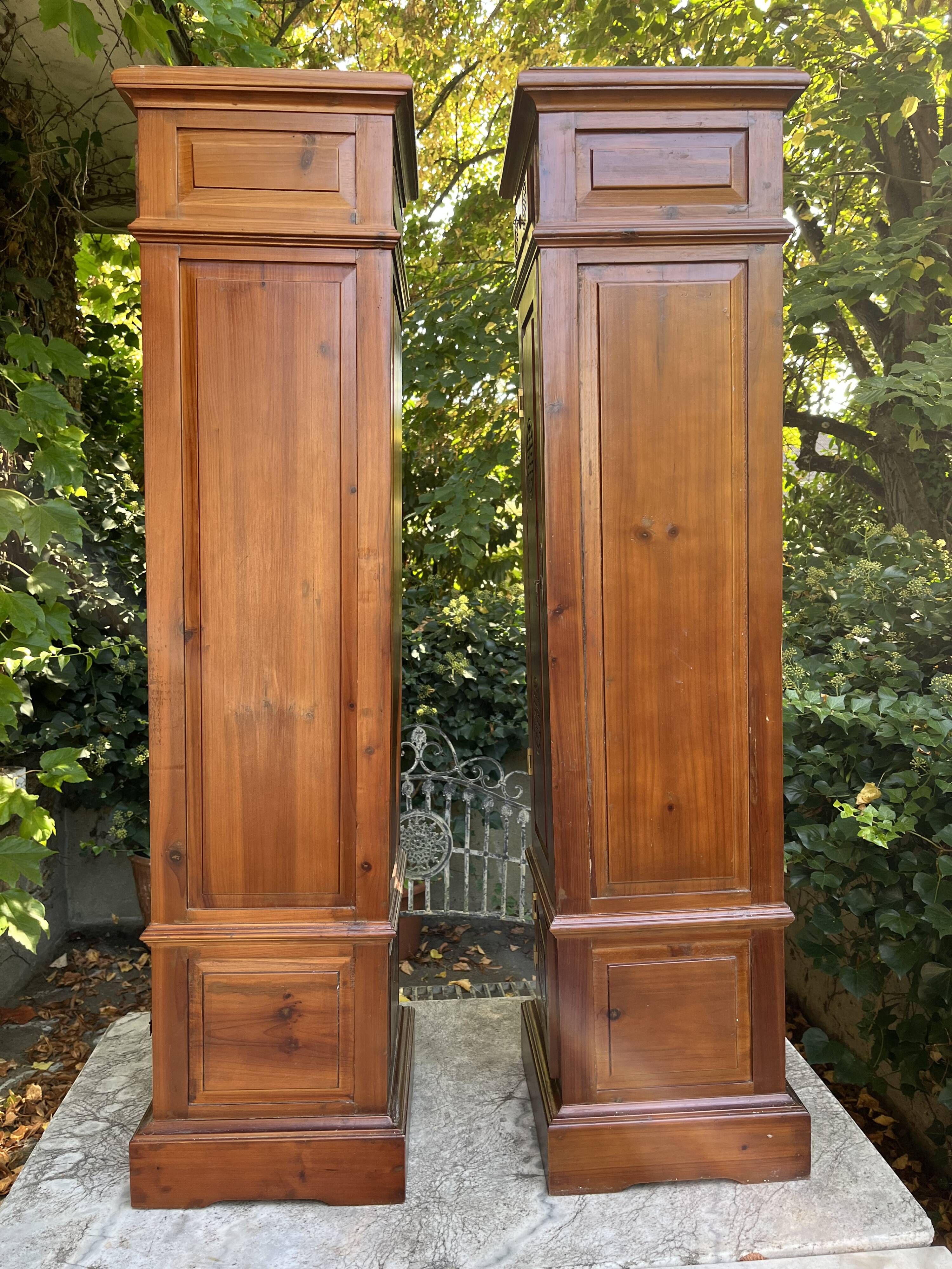 Pair of exotic wood storage columns - China