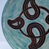 assiette plate terre cuite émaillée vintage signée