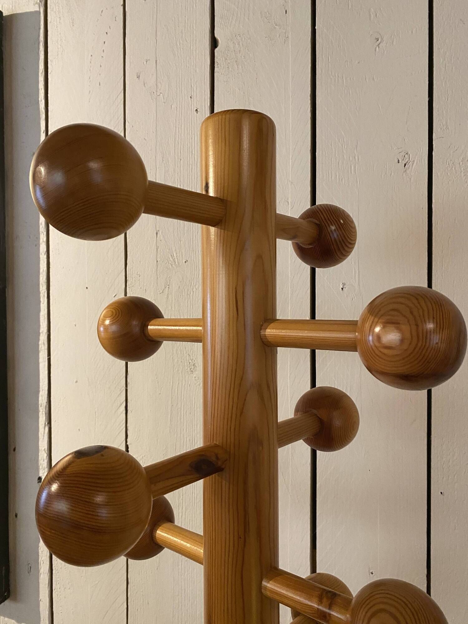1970s pine coat rack, Scandinavian design