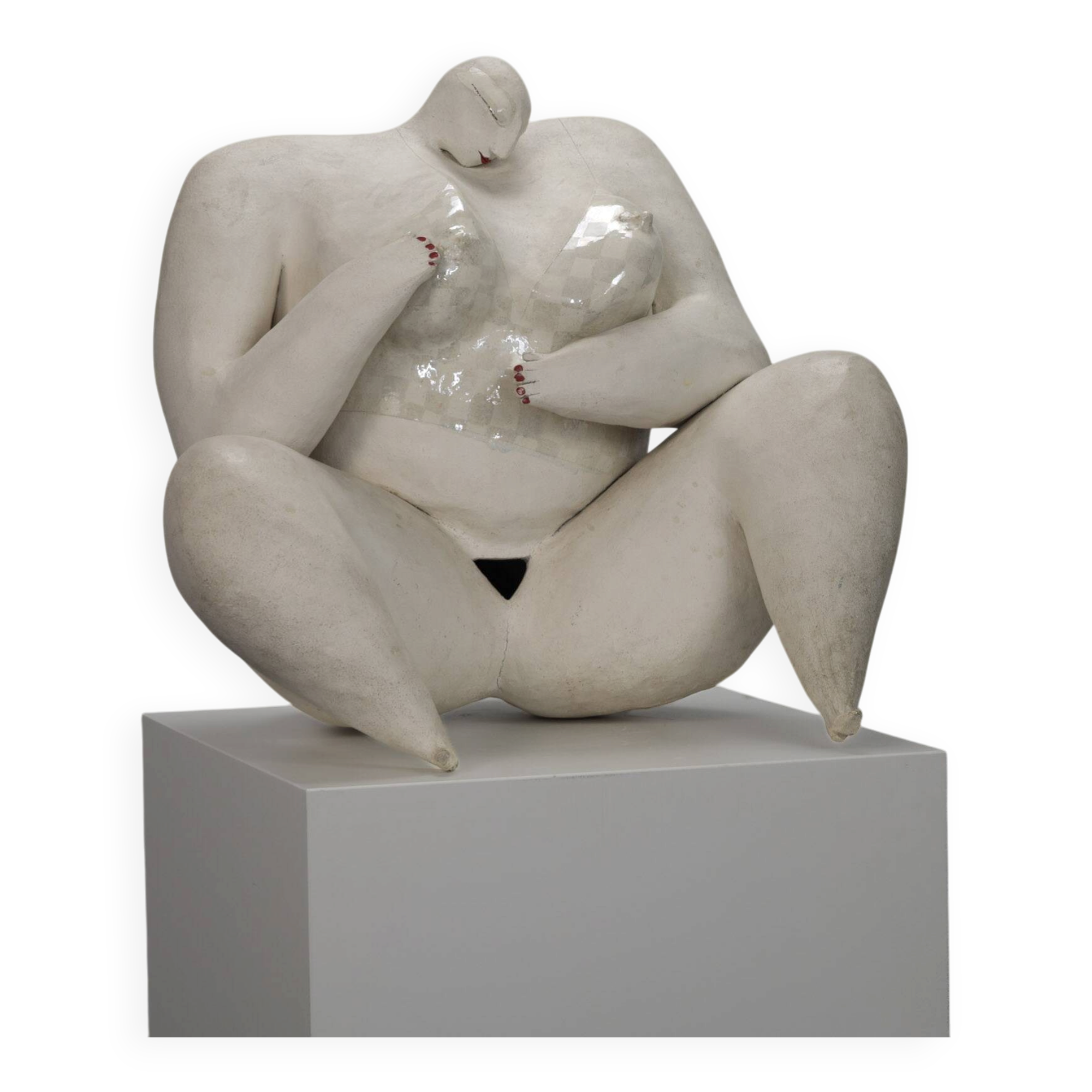 Sculpture féminine céramique expressive par Evelyn van Baarda, Pays-Bas, 1981