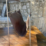 Vintage leather magazine rack
