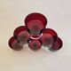 6 Swedish Luminarc glass cut-by-foot vintage red color