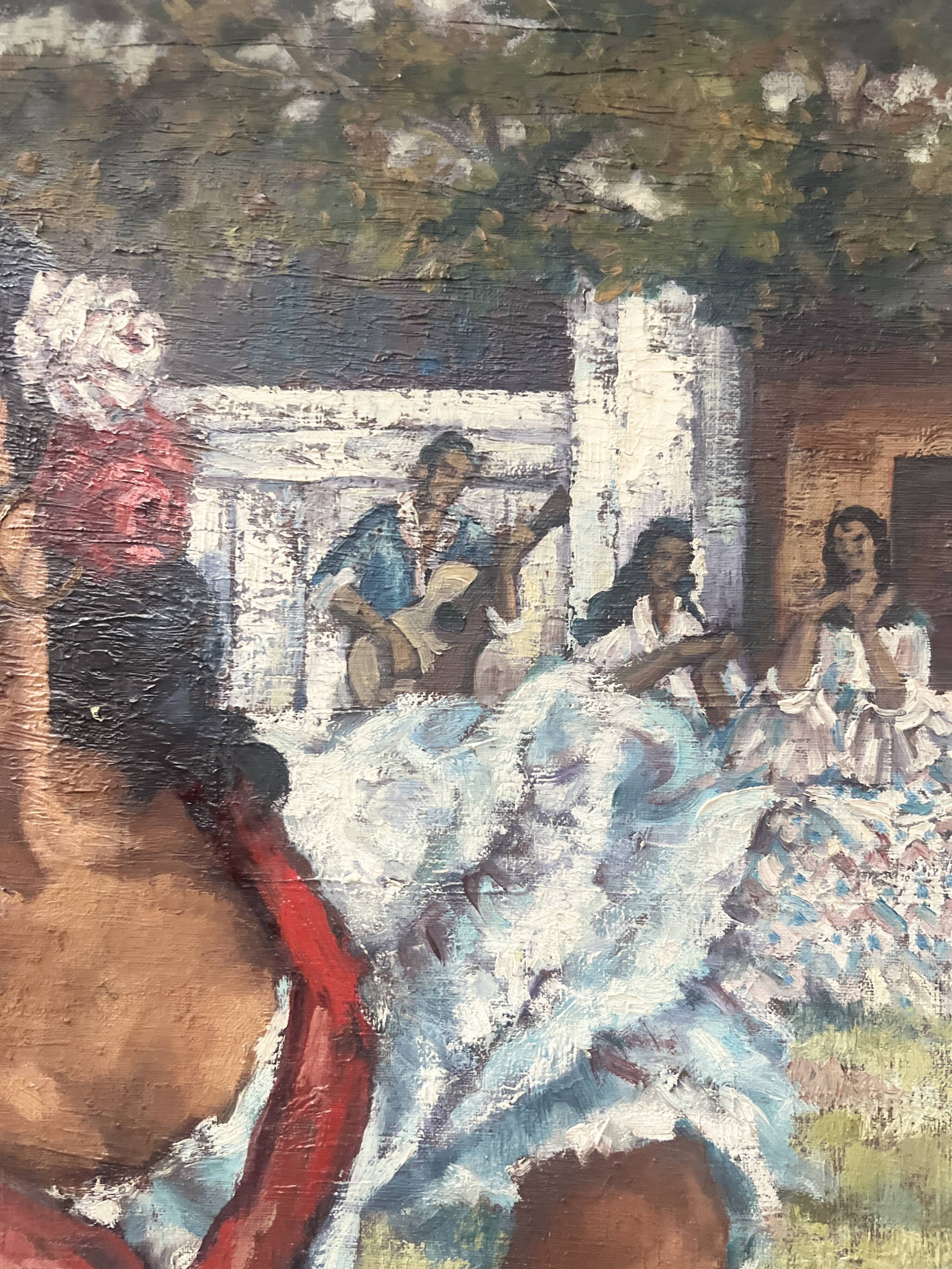 " La Gitane " huile sur toile encadrée. XX siècle