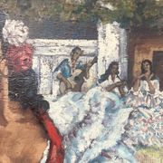 " La Gitane " huile sur toile encadrée. XX siècle