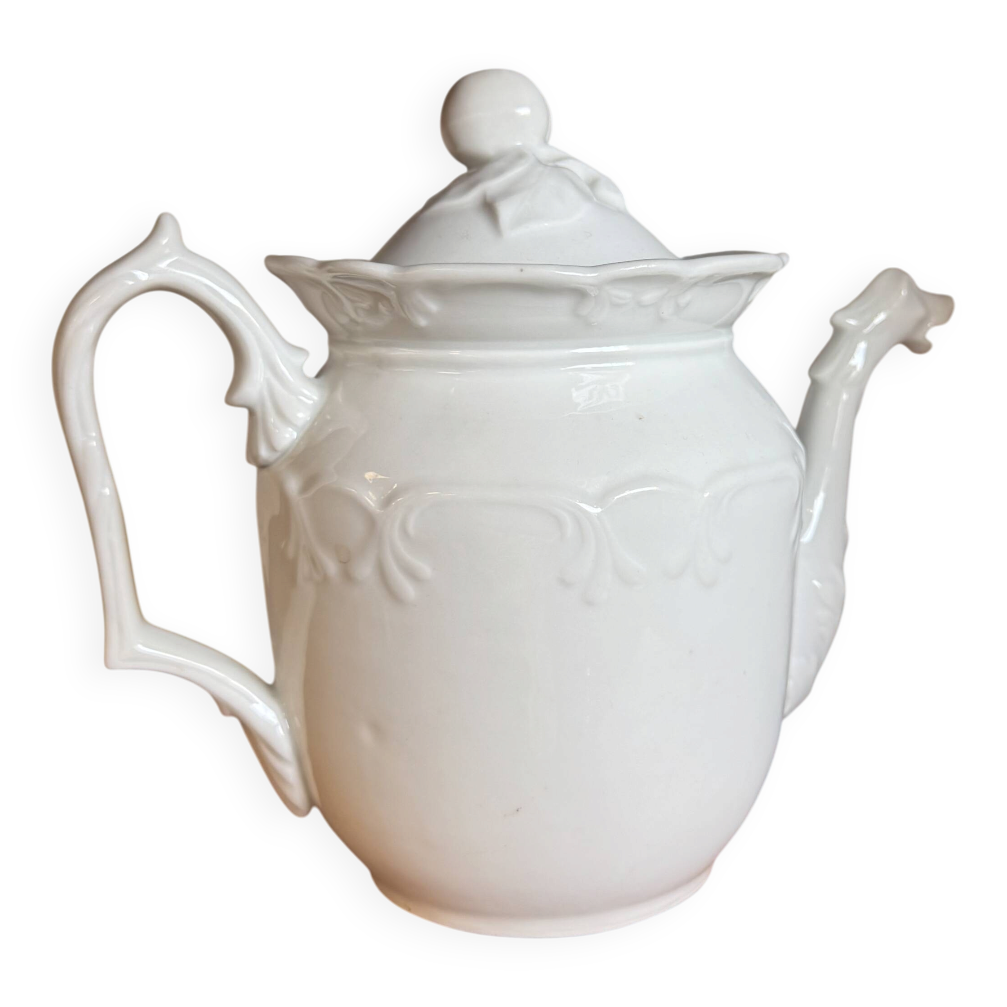 White ceramic teapot