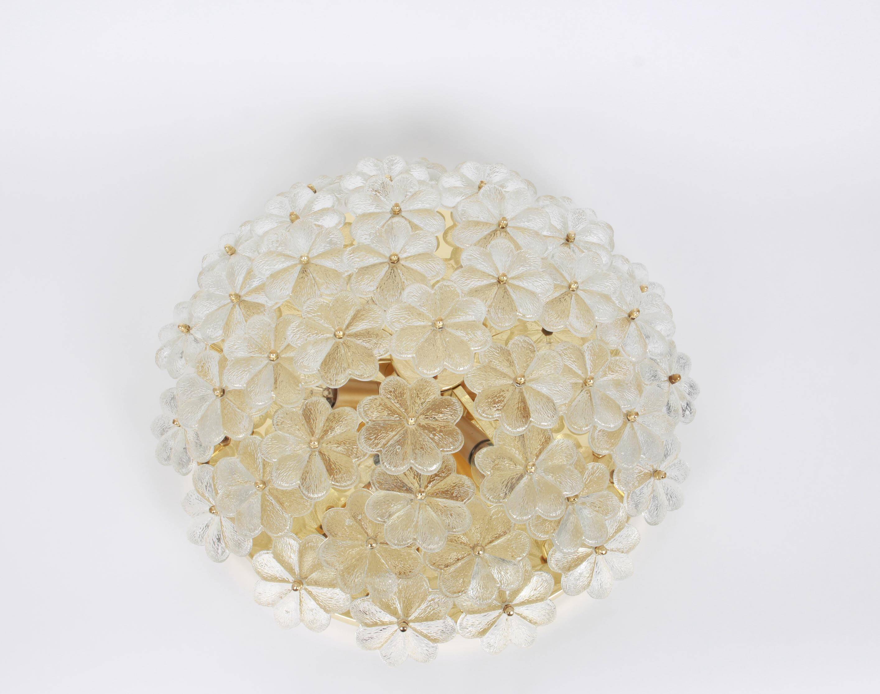 Large flower ceiling light in Murano glass, Ernst Palme, Germany, 1970s