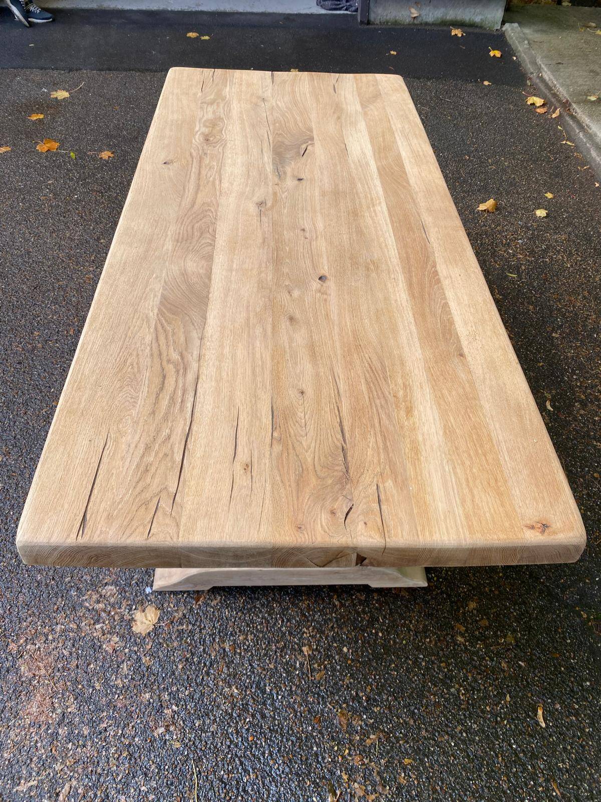 Table à manger de monastère rénovée en chêne massif du 19ème 200cm