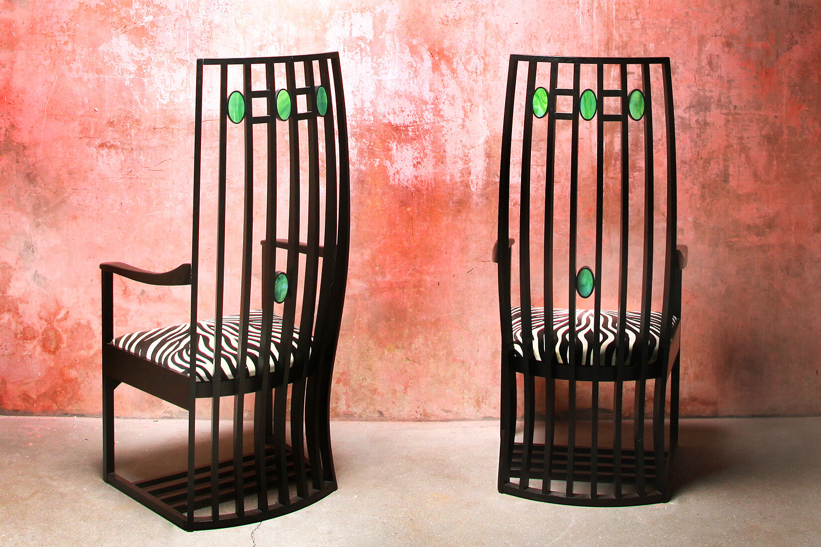 Charles Rennie Mackintosh Style High Back Armchairs
