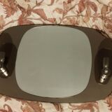 Mirror with two smoked glass sconces attributed to Lupi