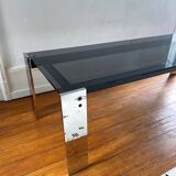 Italian rectangular coffee table in smoked glass vintage 1970