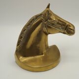 Vintage Brass Horse Head Bookends Pair – French Cast Brass Equestrian Decor