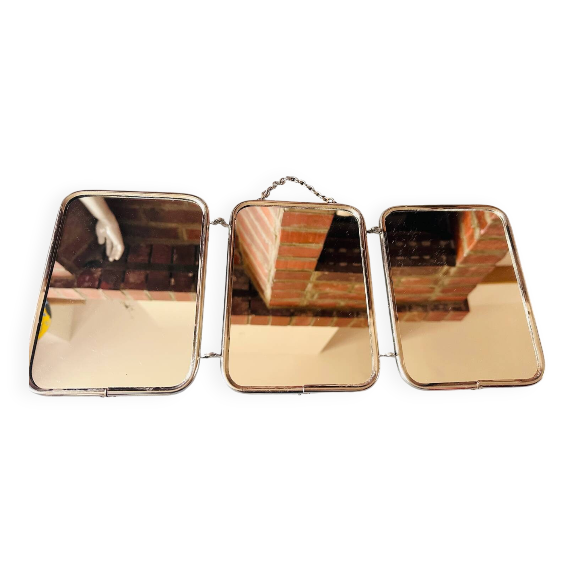Miroir triptyque de barbier vintage